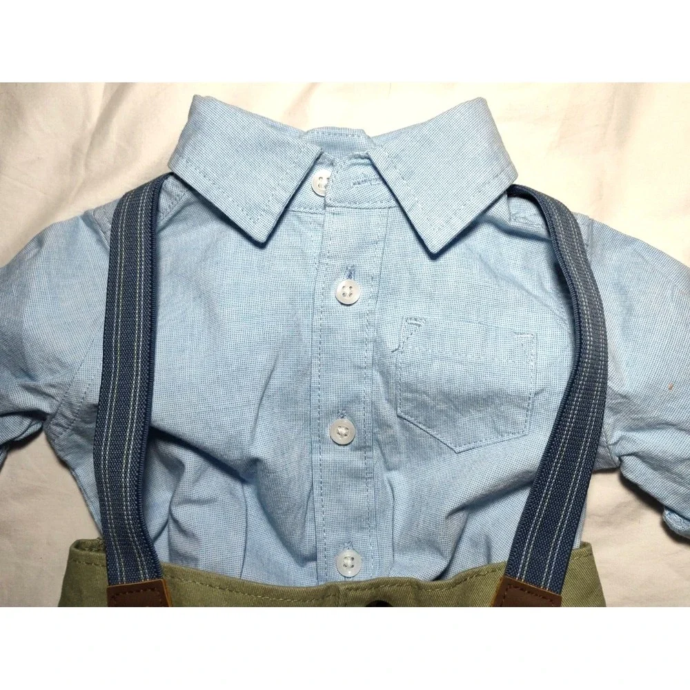 Carter's Baby Boy 2pc‎ Suspenders Outfit 3mos Dress Shirt Pants Set NWT